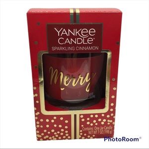 YANKEE CANDLE  Sparkling Cinnamon MERRY Single Wick 7oz One Jar Candle